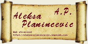 Aleksa Planinčević vizit kartica